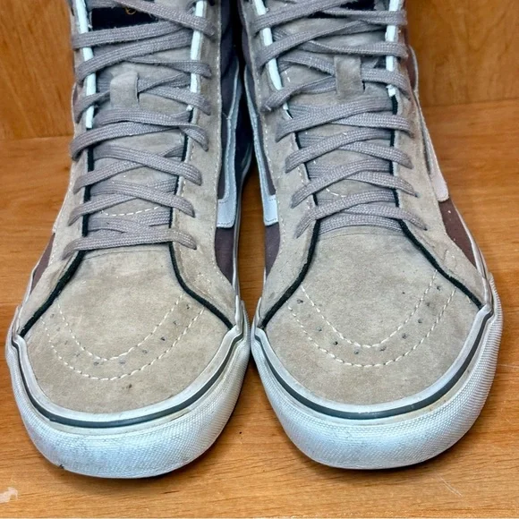 Vans Sk8-HI Old Skool Men 7 Women 8.5 Gray Tan Suede Canvas Skate Shoes Unisex - Picture 5 of 9